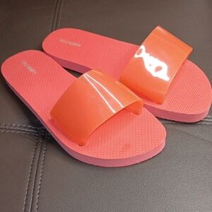 Old Navy Orange Sandals with Wide Strap and Textured Sole